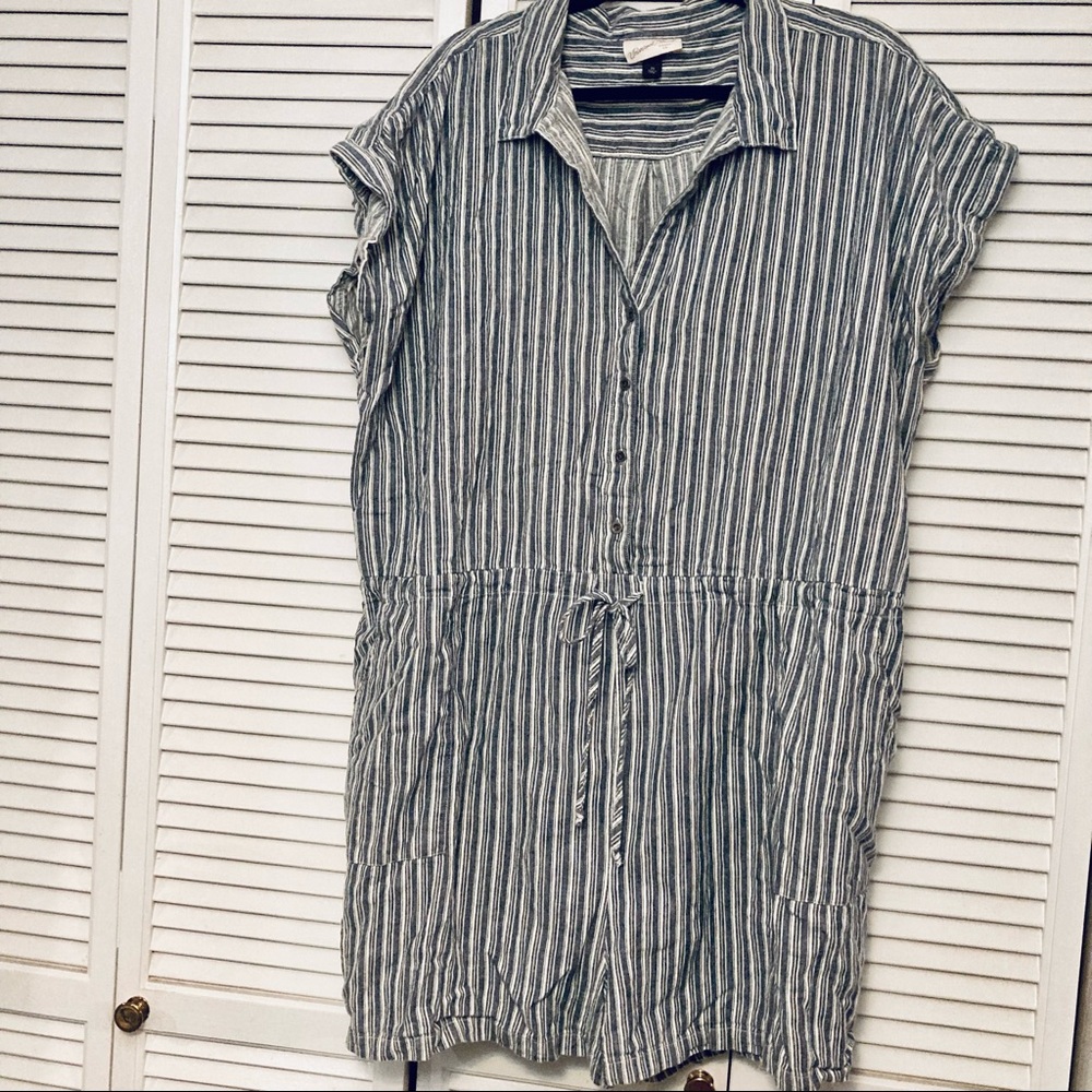 Blue and White Striped Romper